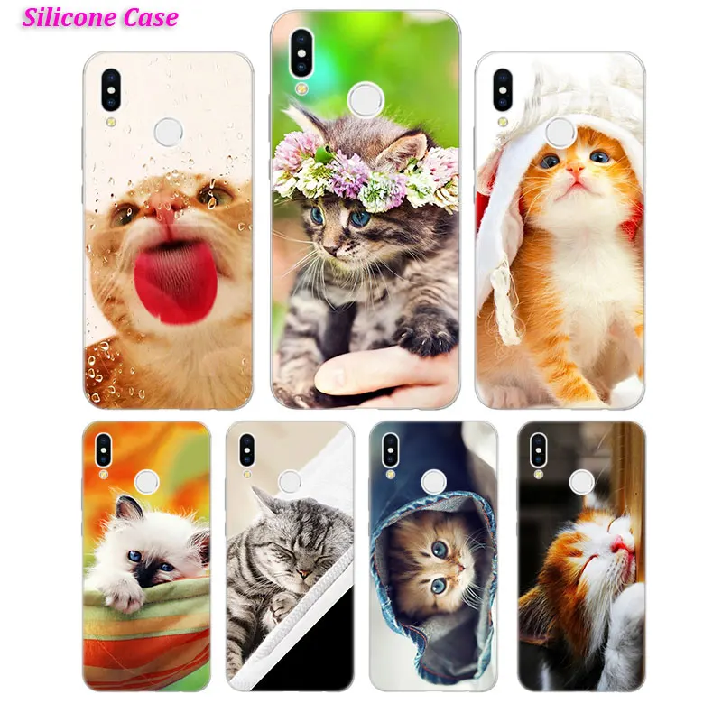 

Silicone Phone Case Coute Sleeping Kitten Cat for Huawei P Smart 2019 P30 P20 P10 P9 P8 Mate 20 10 Pro Lite Plus Nova 3i Cover