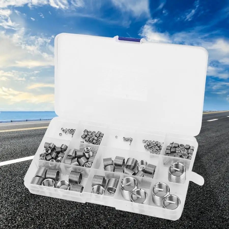 

205Pcs Stainless Steel Wire Thread Insert Wire Screw Sleeve Thread Repair Insert Kit Tool Set thread repair insert helical screw
