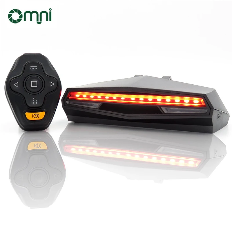 Omni Bicycle Tail Light USB Rechargeable Rear Bike Light Remote Control Turning Lights Ground