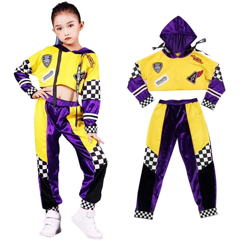 

2 Pcs Child Girls Jazz Hip Hop Costume Street Dance Stage Performance Sets