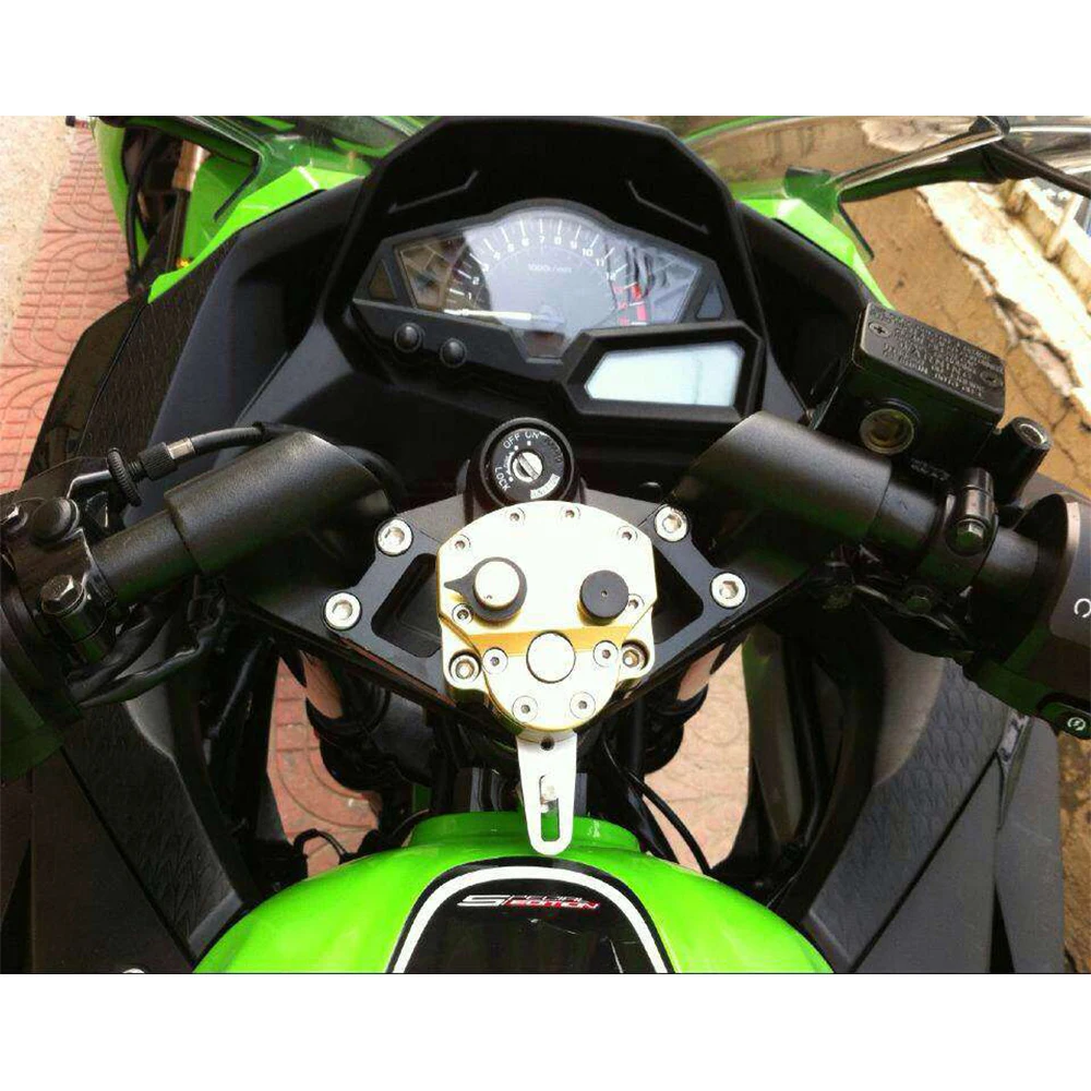 

KEMiMOTO For Kawasaki Ninja250R 2008 Ninja 250 300 EX250K Steering Damper with Mounting Bracket Kit Ninja250 Ninja300 2008-2014