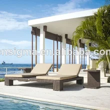 Горячая плетеной полиротанга Последние двойной дизайн кровати