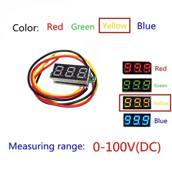 

Yellow Three line precision DC digital voltmeter head LED digital voltmeter DC4.5V-30V 0.28 Inch Mini Digital Voltmeter 0-100