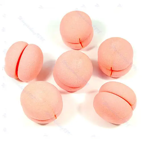 

New 6 pcs Orange Soft Balls Soft Sponge Hair Care Curler Rollers New