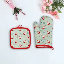 Рождественские Противо-крутые перчатки, коврик для духовки, обеденного барбекю, кухонный коврик, Новогоднее украшение для рождественской вечеринки#15