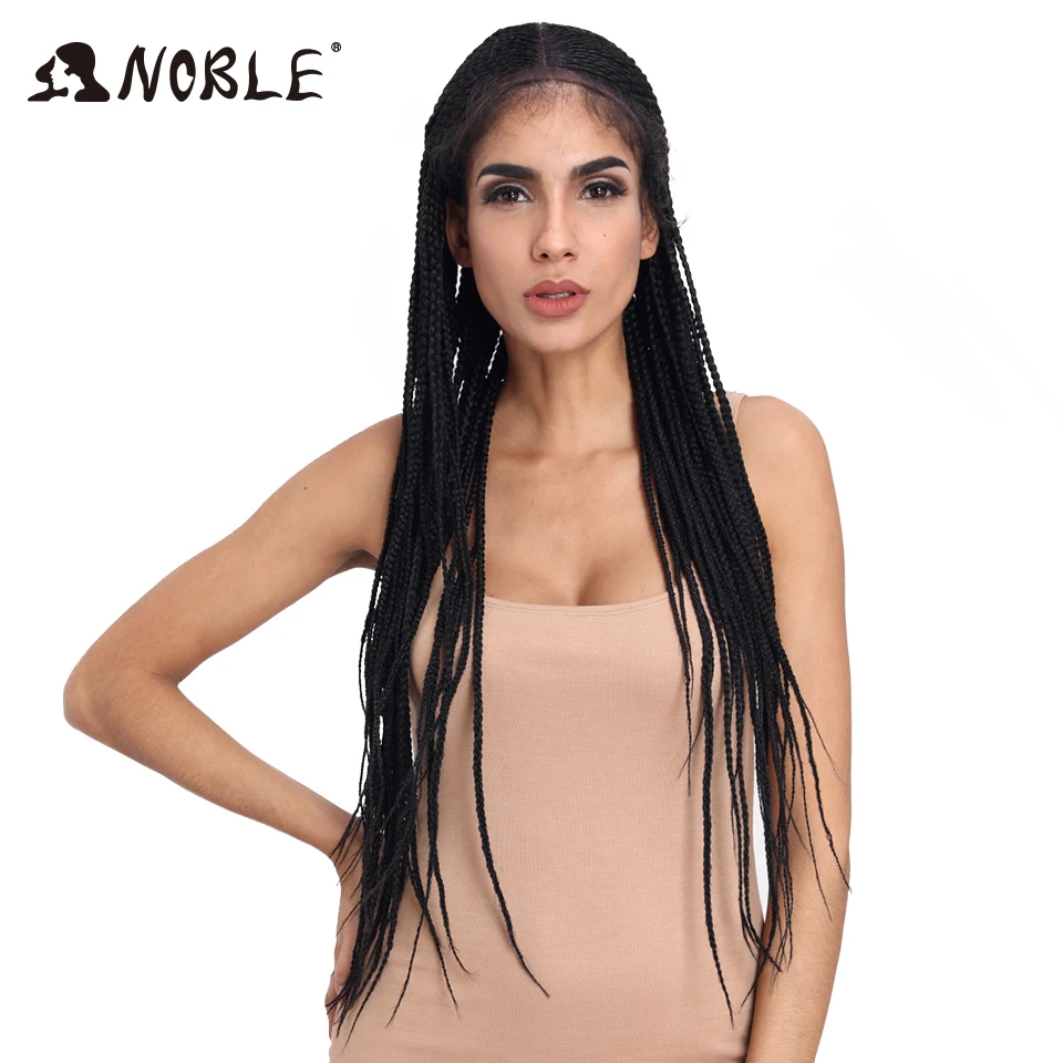 

Noble Synthetic Braided Lace Front Wigs For Black Women 1b Heat Resistant 34 Inch Hair Braid Wigs Premium Braided Box Braids Wig