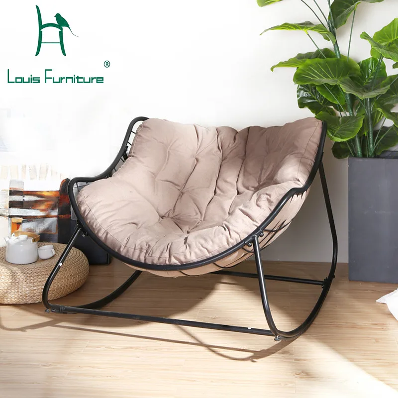 

Louis Fashion Sun Loungers Single Core Rocking Indoor Balcony Nordic Rocking Chair Modern Simple Leisure