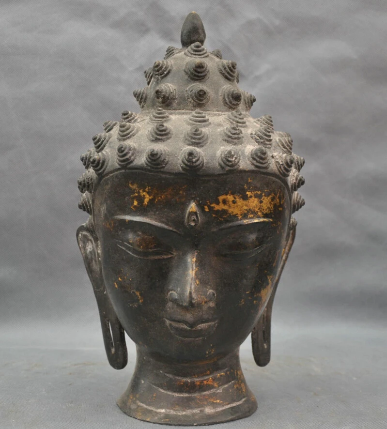

11'' China Tibetan Buddhism Shakyamuni Head Buddha Bronze Statue