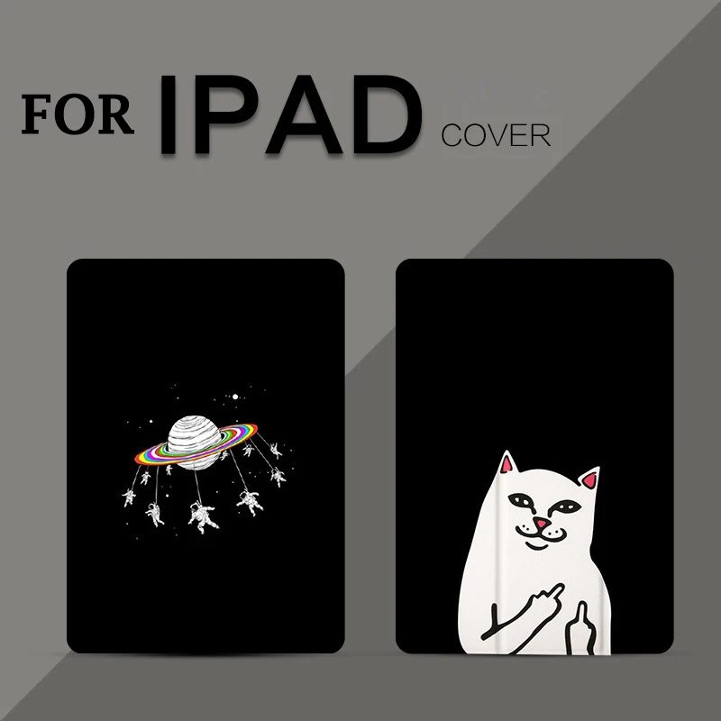

Ultra-thin Cartoon Case for iPad mini 1 2 3 4 Smart Cover Triple Folding Cover for New iPad air 1 2 9.7 2017 2018+Touch Pen