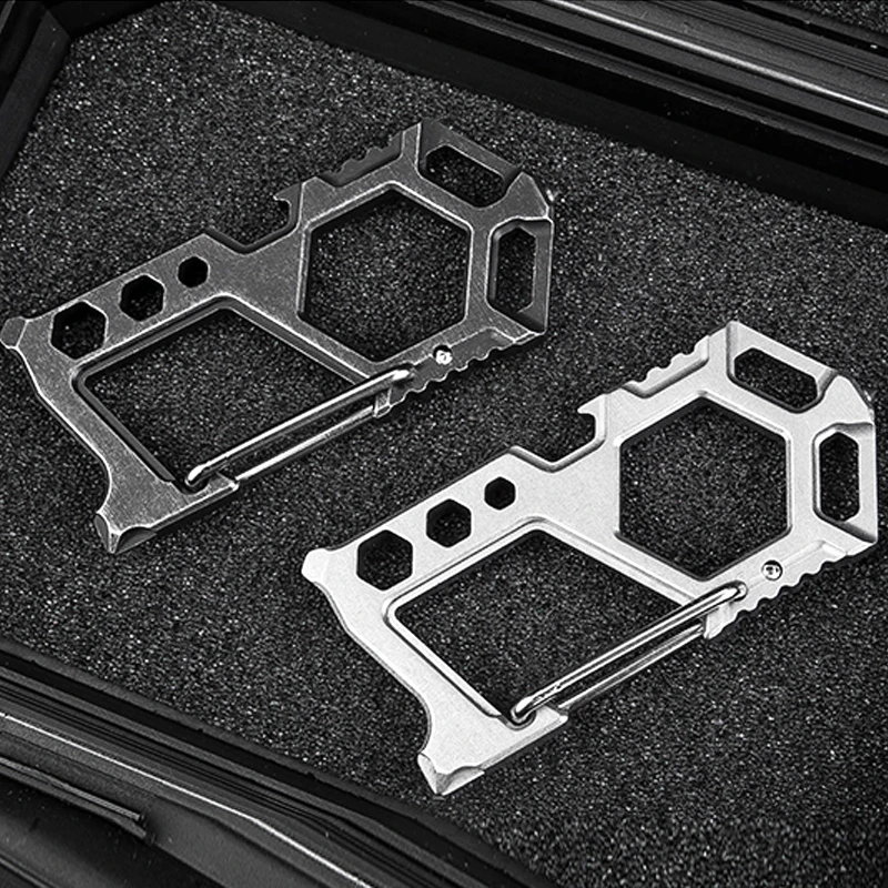 Quick-hanging buckle Tungsten steel keychain Stainless steel bottle opener Wrench Screwdriver Survival EDC