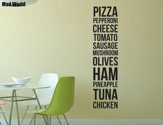 Mad Welt Pizza Pepperoni Kase Tomaten Kuche Wandkunst Aufkleber Wandtattoo Home Diy Dekoration Entfernbares Aufkleber Wall Sticker Decorative Wall Stickerswall Art Stickers Aliexpress