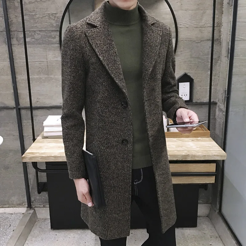 tweed long coat mens