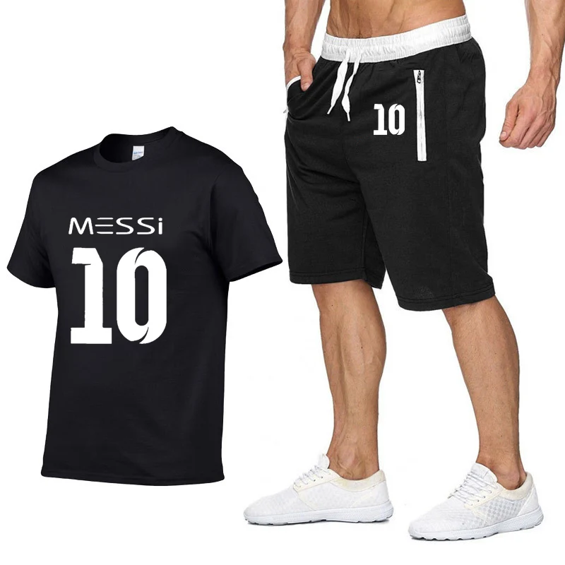 Messi 10 летняя модная футболка с принтом для мужчин s хип хоп Повседневная хлопковая футболка с коротким рукавом высокого качества Мужская футболка+ шорты костюм спортивная одежда