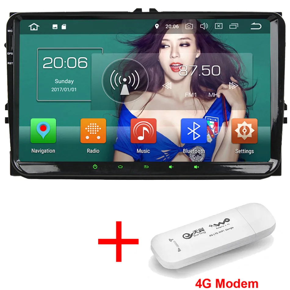 KLYDE " ips 4 г Octa Core Android 8 4 ГБ+ 32 ГБ DVD мультимедиа плеер радио для Skoda Octavia Yeti Fabia быстрого Praktik превосходное - Цвет: Radio x 4G Modem