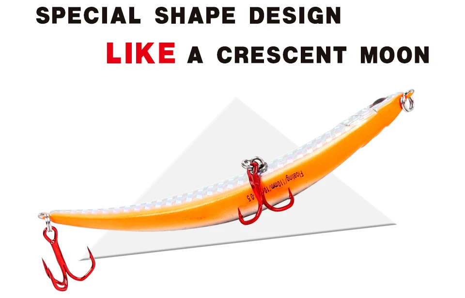 Kingdom Floating Pencil fishing lures 110mm10g 86mm6.5g Hard Baits Bending shape RED VMC Hook lure for Sea bass model 5349 (3)