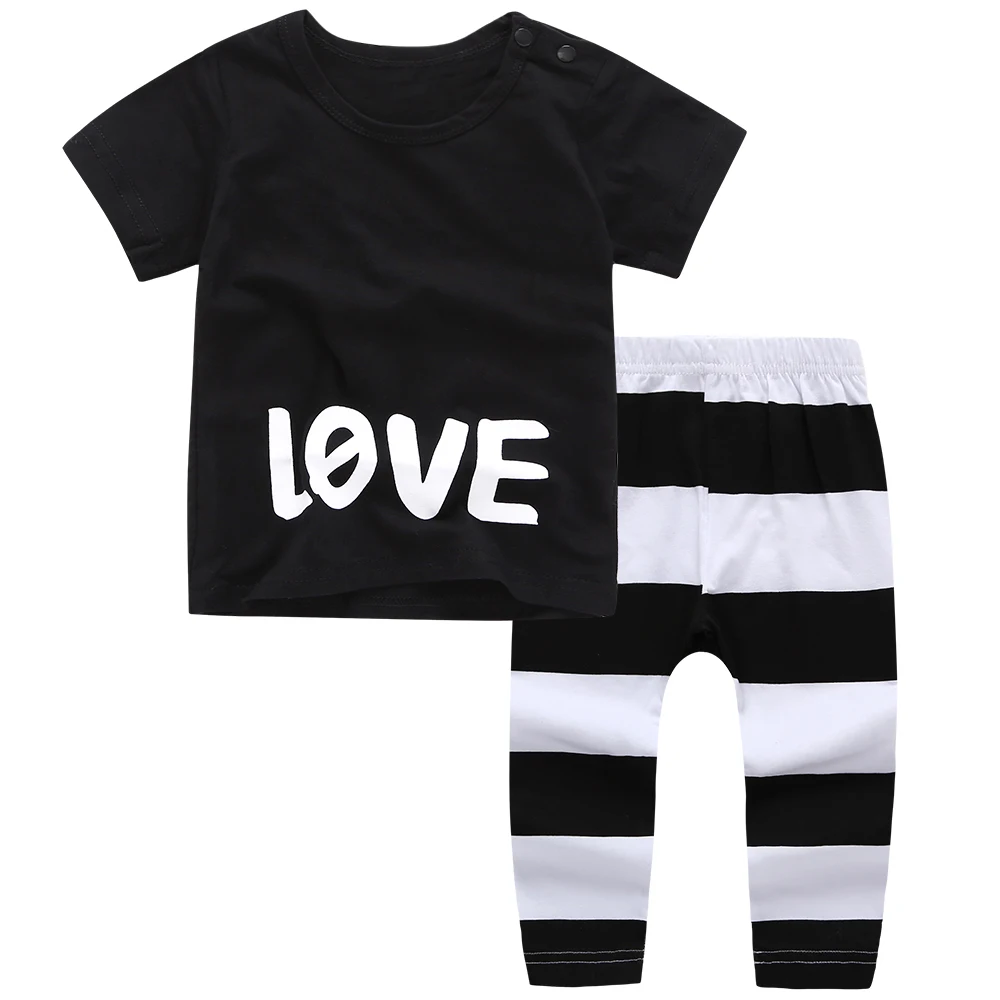 2020 Summer New Baby Boy Clothes short sleeved letter T shirt stripe
