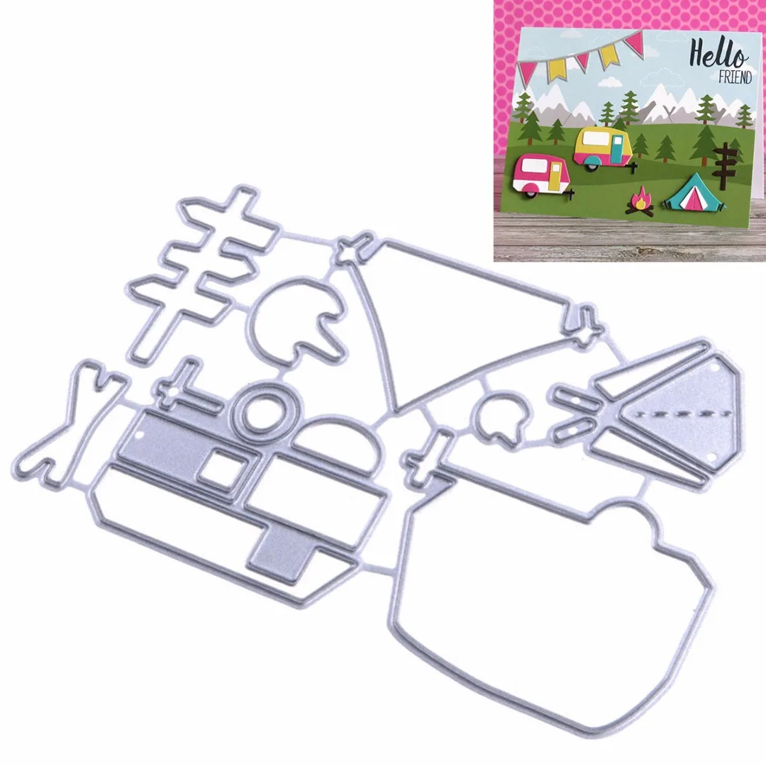 DIY Camping Fire Set Metal Cutting Dies Stencil for  Scrapbooking Photo Album