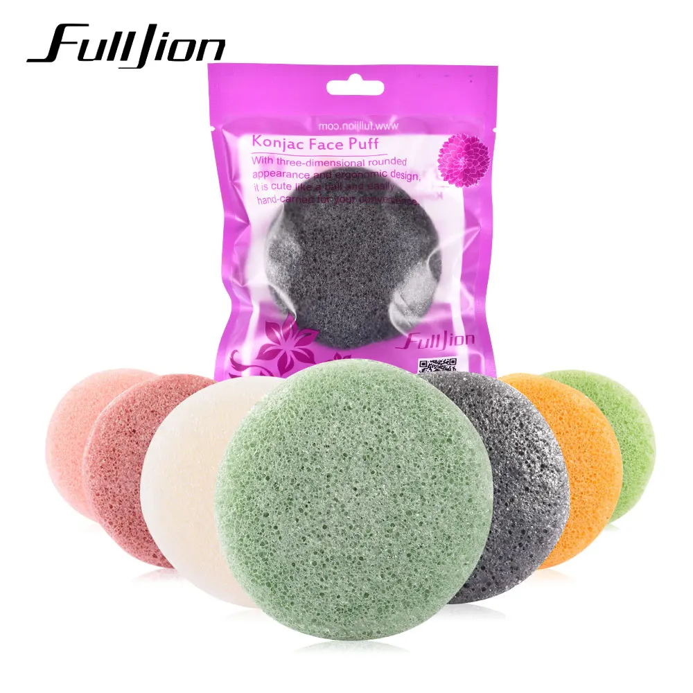 Круглая губка Fulljion Konjac косметическая для очистки лица натуральный спонж Конняку
