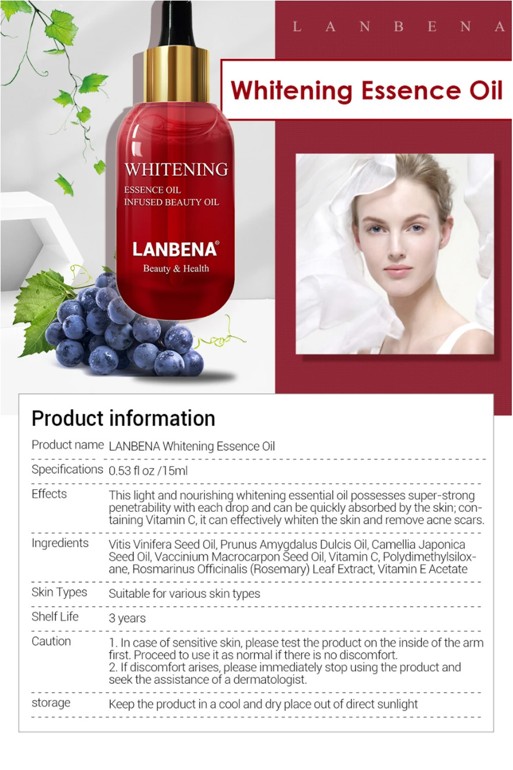LANBENA Отбеливающее эфирное масло Витамин С питательная укрепляющая омолаживающая сыворотка для кожи средство для снятия крема с пятнами