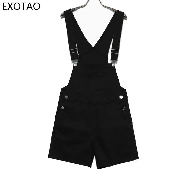 EXOTAO Candy Color White Black Pink Shorts Overalls College Wind Slim ...