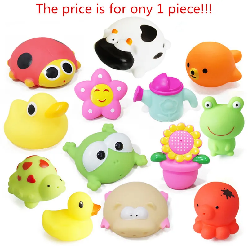 

1PCS Swimming Water Toys Colorful Soft Floating Rubber Duck Squeeze Sound Squeaky Bathing Toy For Baby Bath Toys DS19