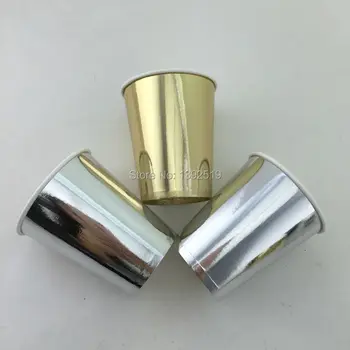 

New Design!Drinking Cup 48Pcs/Lot Plain Gold&Silver Paper Drinking Cups For Wedding Baby Shower Birthday Christmas Party