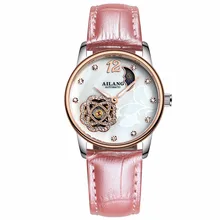 2017 Women Brand Mechanical watches, Leather ailang 50m Waterproof Automatic Hollow Gold Watch Luxury Brand Ladies Wrist Watch