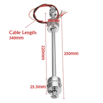 

Double Ball 250mm Liquid Float Switch Water Level Sensor 304 For Fish Tank Pool