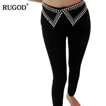 

RUGOD 2019 Summer Black Embroidered Flares Pencil Pants High Waist Elastic Women Trousers Casual Skinny Solid Long Women Pants