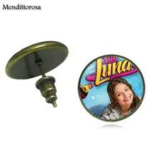 Mendittorosa Soy Luna стеклянная, кабошонная, бронзовая/Серебристая/Золотистая серёжки-гвоздики, ювелирные изделия для девочек