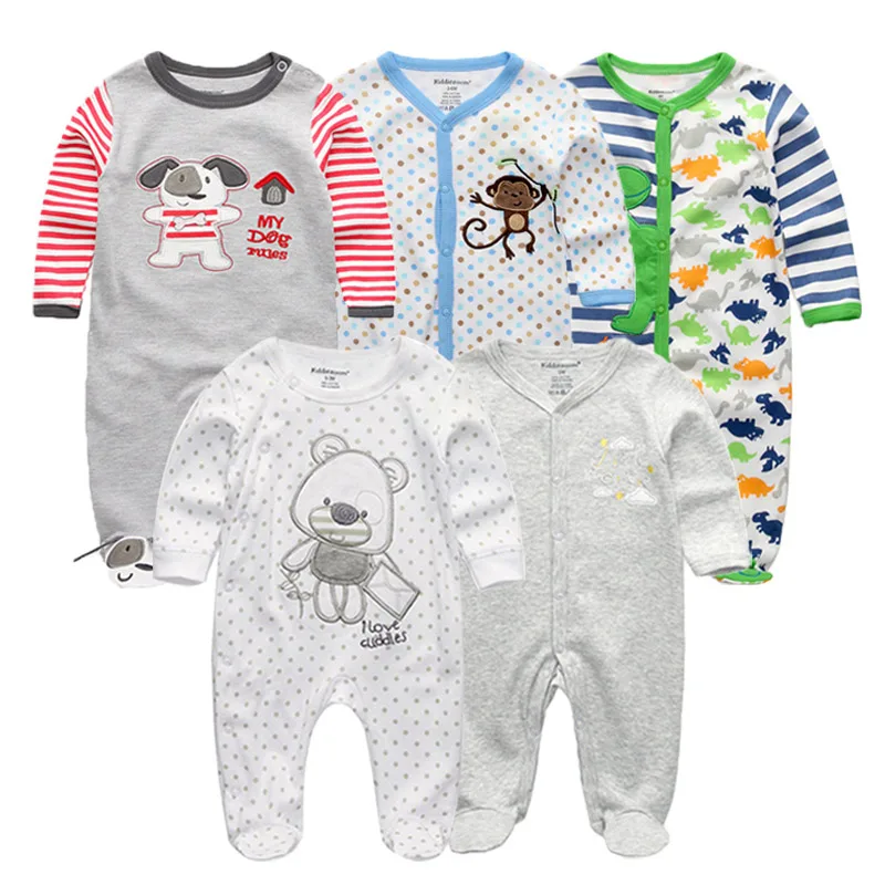 Коллекция года, 5 шт./партия, одежда унисекс для маленьких девочек комбинезоны с длинными рукавами, одежда для малышей комбинезон для новорожденных, одежда для маленьких мальчиков Roupas de bebe - Цвет: baby rompersRFL5710