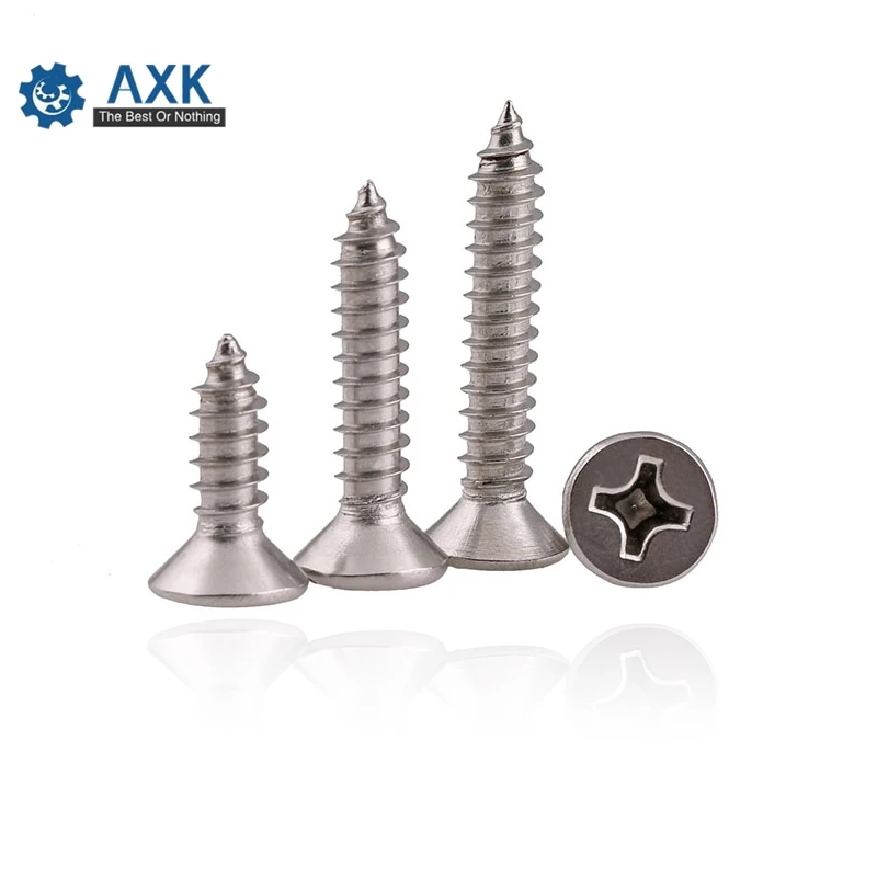 

DIN7982 GB846 M2.2 M3 M3.5 M4 M4.2 M4.8 304 Stainless Steel Cross Recessed Flat Head Screws Phillips Self-tapping Wood Screws