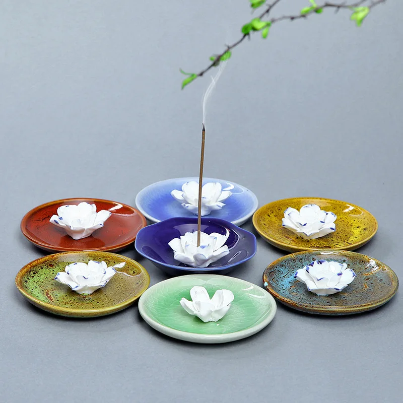 Керамическая курильница двойного назначения ручной работы Jingdezhen|lotus incense burner|incense