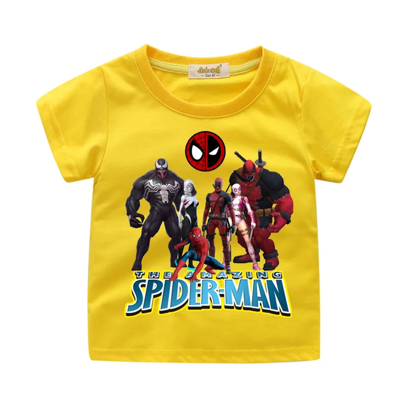 Toddler Boy Girls T-shirts Cartoon Cute Spiderman Print Tshirts Costume Children Summer Clothing Kids Short Sleeve Tee Top WJ207 (1)