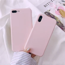 Mate rosa caramelo color sólido para iPhone 6 iPhone 6 6s 7 7 Plus X Xr Xs Max suave TPU cubierta del teléfono Coque Capa Fundas casos simples