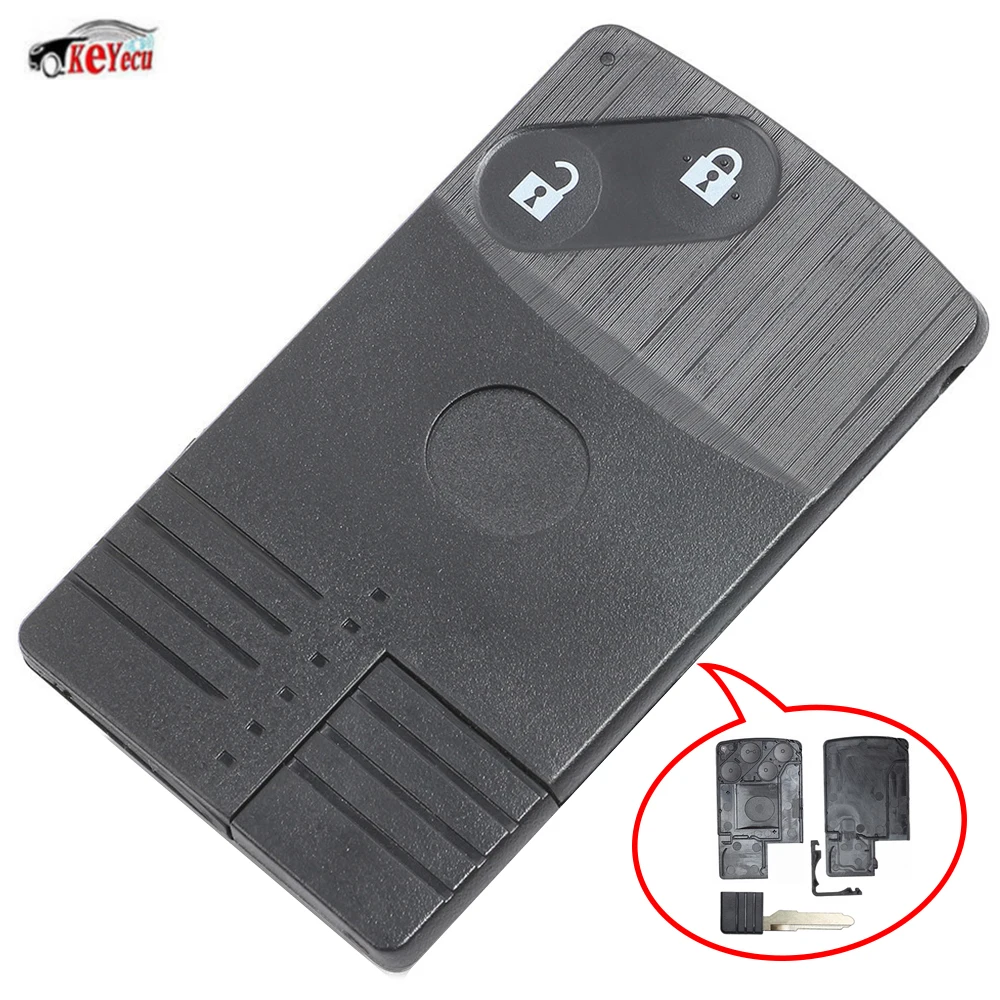 

KEYECU Replacement Smart Card Remote Key Shell Case for Mazda 5 6 CX-7 CX-9 RX8 Miata 2 Button with Insert Blade Uncut