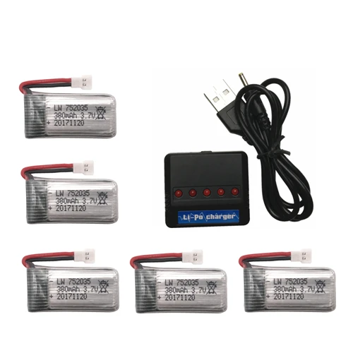 Limskey 3,7 V 380mAh Lipo батарея+ USB зарядное устройство запасные части для Hubsan X4 H107 H107L H107D JD385 JD388 батарея - Цвет: Белый