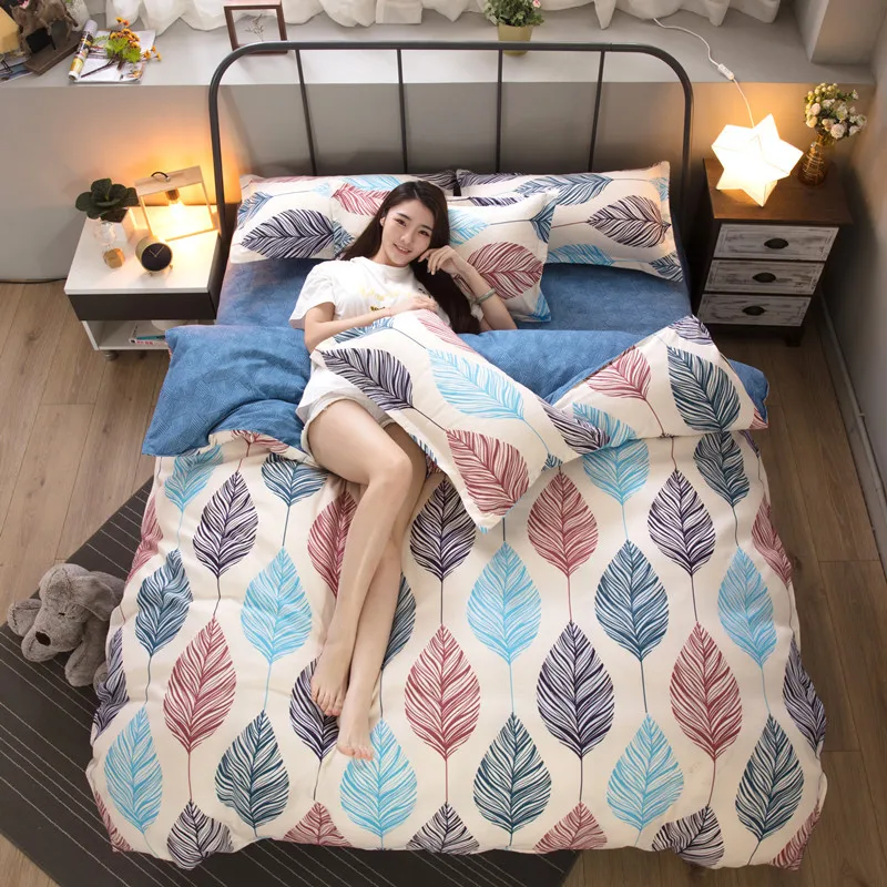

OLOEY Home Textile cartoon bedding set cute bedding flowers romantic Duvet Cover Set cotton Bed Sheet quilt cover bedding