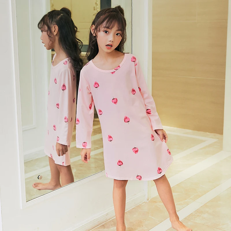 

Big Girl Nightdress New 2018 spring & autumn Fashion Princess Cartoon Long Kids SleepDress Cotton Children Nightgowns Girl Gift