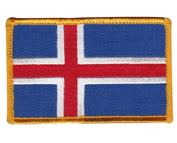 

Embroidered Iceland Flag Badge Custom Embroidered Labels Twill with Flat Broder and Iron On Backing Accept Custom and MOQ50pcs