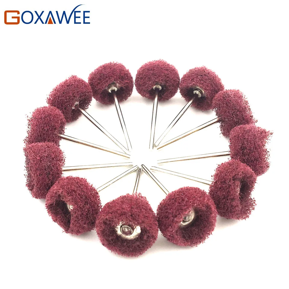 

GOXAWEE 10pcs Abrasive Brush Non-Woven Brush Metal Ceramic Cleaning Polishing Grinding Brush for Dremel Power Tool Accessories