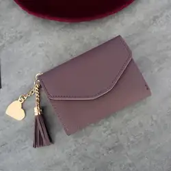 Для Женщин Синтетическая кожа Мода кошелек сумочка клатч карты с кисточкой повседневное 6 карманов мягкая поверхность квадратный мини