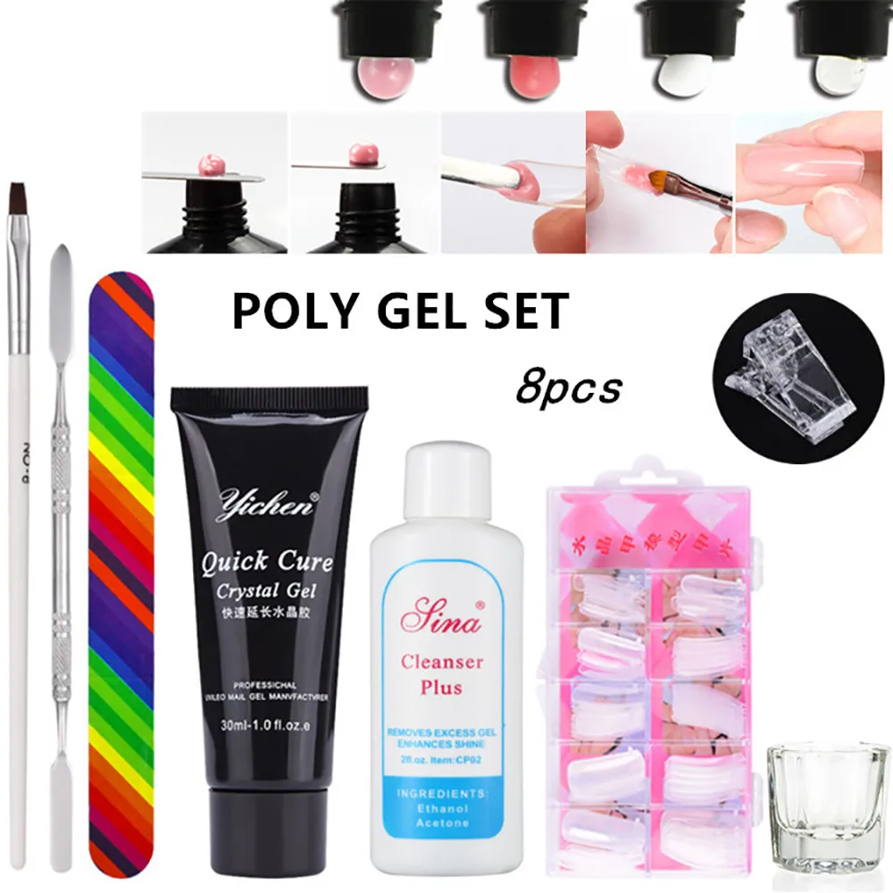 

Rosa Poly Gel Nail Tips Extension Camouflage Builder Gel Lack Glue Nail Extension Set Nails Accessoires vernis semi permanant uv