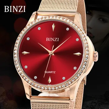 

Women Watch Rose Gold Dress Casual Crystal Wristwatch Luxury Brand Watch Fashion Quartz Lady Mesh Watch Clock Relogio Feminino