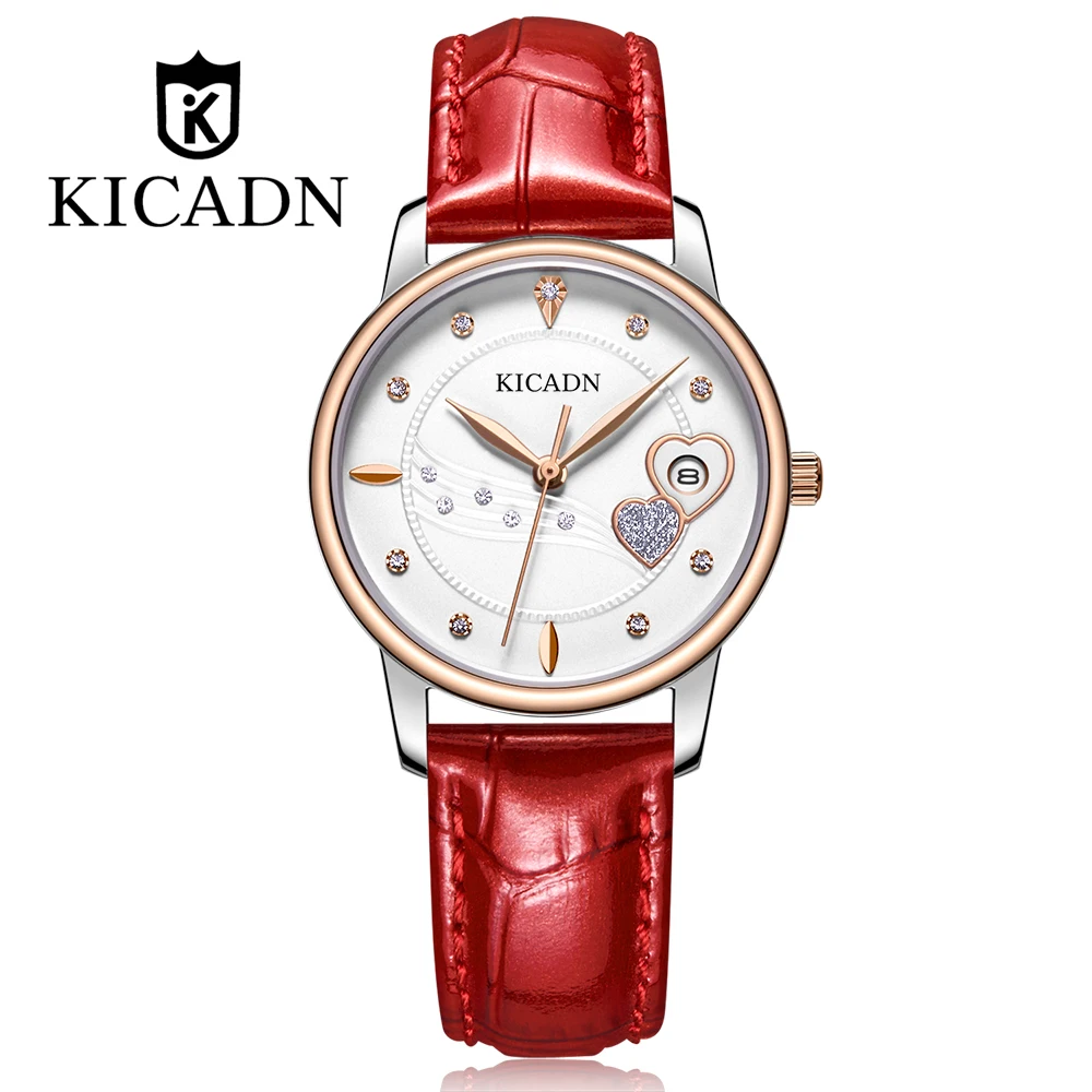 

KICADN fashion beautiful diamond female table Japanese movement calendar waterproof fashion belt ladies watch KSL2028L