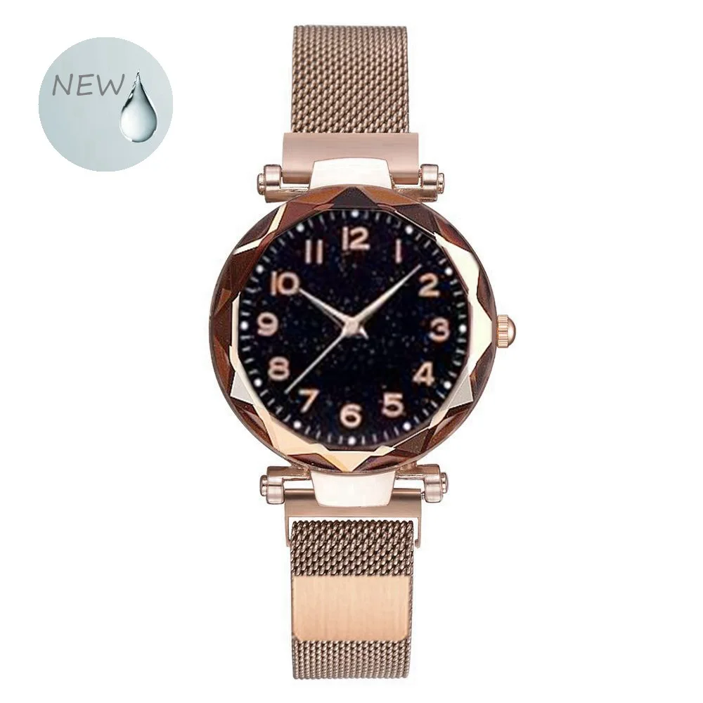 

New ladies watch REOULIONS Fashion Alloy Belt Mesh Watch Korean student lazy magnet stainless steel magnetic watch 0556