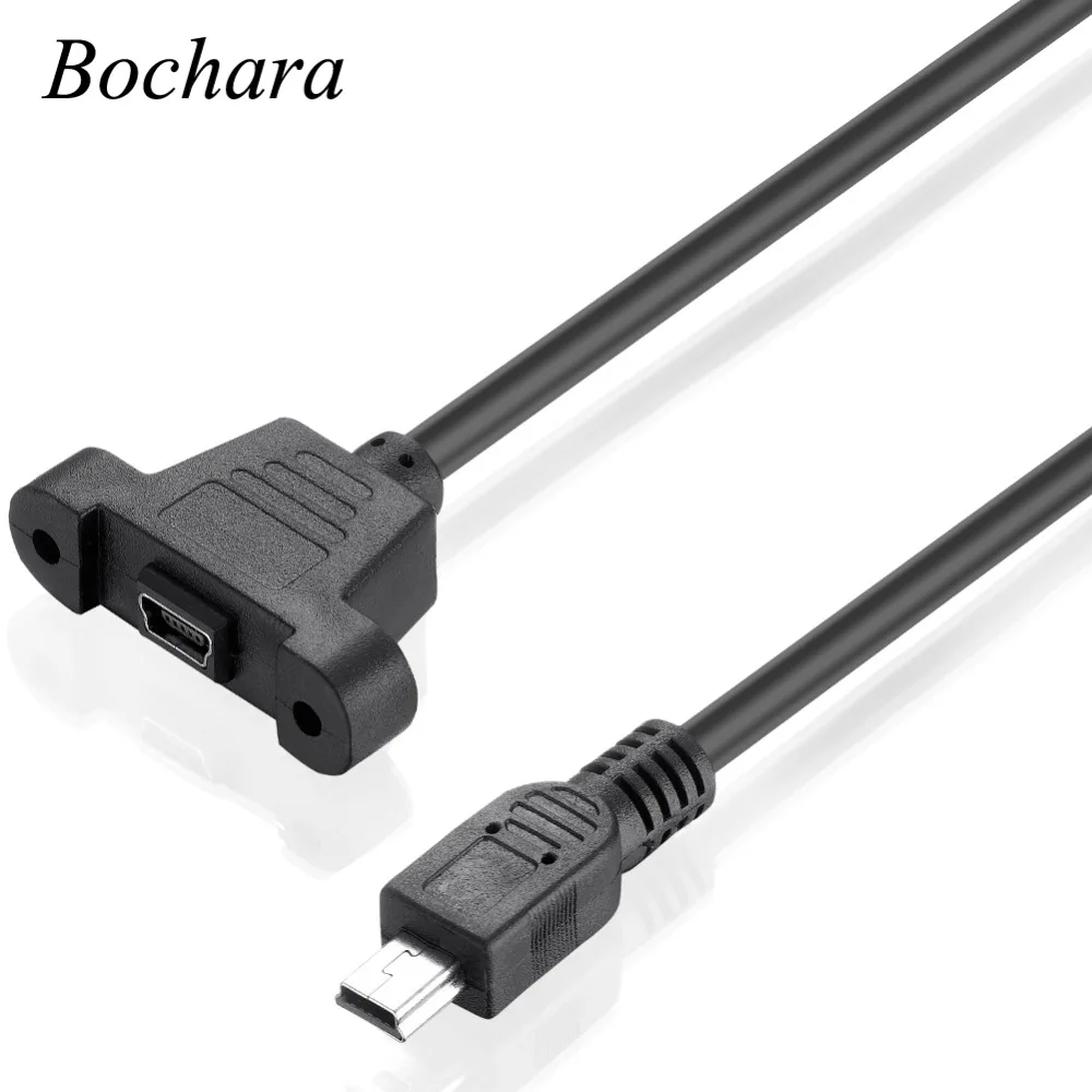 

Bochara Mini 5P Extension Cable Male to Female M/F Foil+Braided Shielded With Screw Panel Mount 30cm 50cm