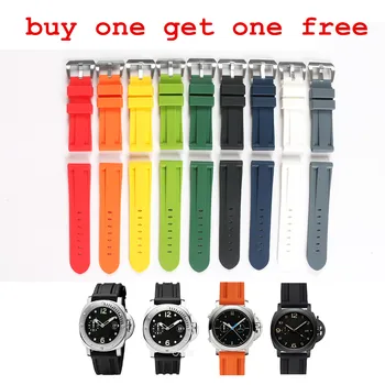 

HOT Quality 24mm Black Blue Gray Waterproof Silicone Rubber Watchband Watch Band Strap For P-anerai PAM Man Accessaries +Tools