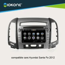 IOKONE Car Video Dvd CD Stereo GPS navi para Hyundai Santa Fe 2012 Com autoRadio, Bluetooth, iPod, Controle de Volante