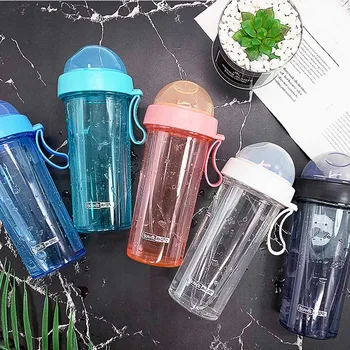 

new Portable Outdoor Travel Dual-use Water Bottle Reusable Straw Drinking Cup Leak Proof Cup YS-BUY